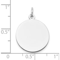 10K White Gold Plain Circular Engravable Disc Charm - 17.75mm