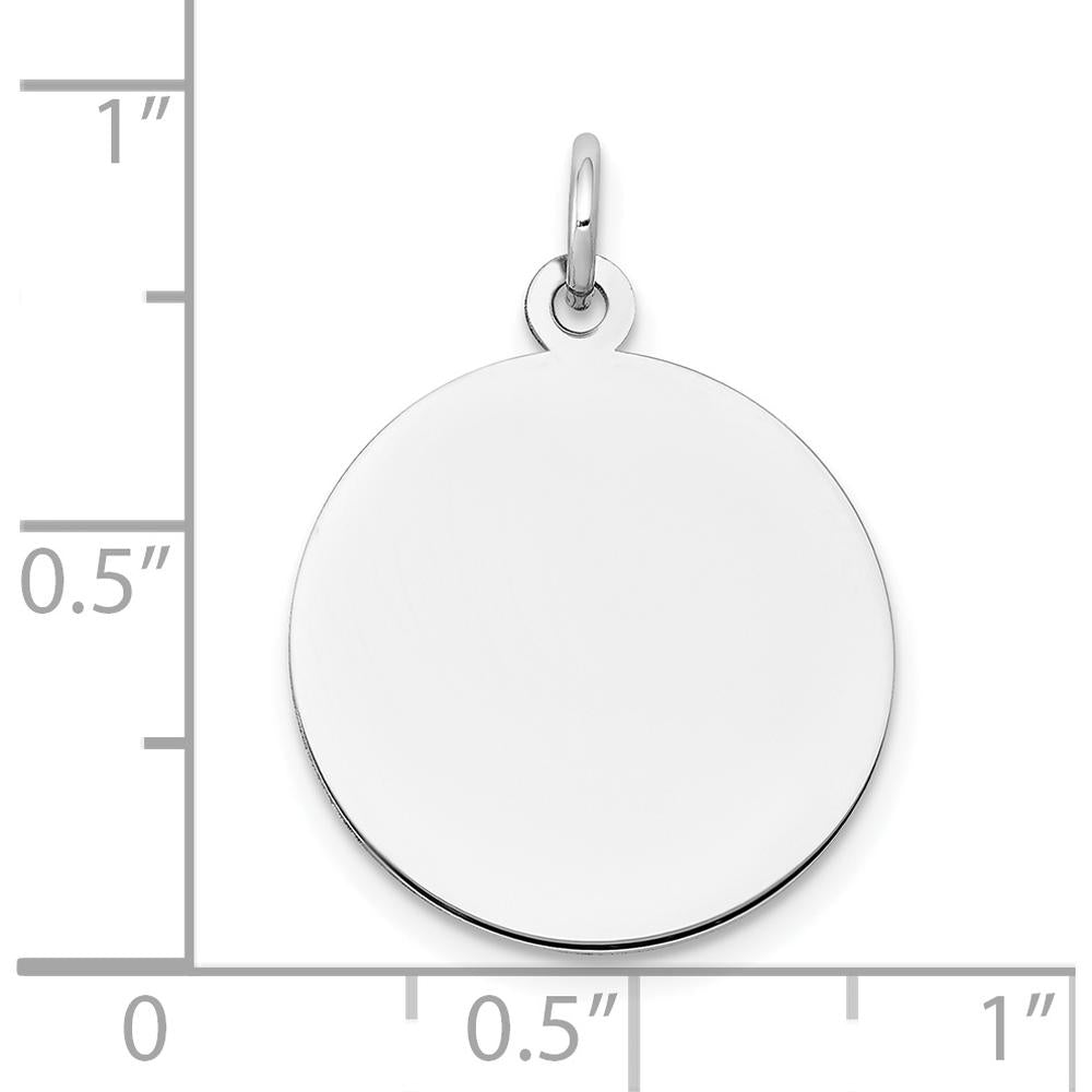 10K White Gold Plain Circular Engravable Disc Charm - 17.75mm