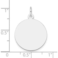 10K White Gold Plain Circular Engravable Disc Charm with Polished Back - 19mm