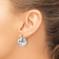 10K White Gold Polished 10.5mm Tapered Hoop Earrings - Rhodium Plated