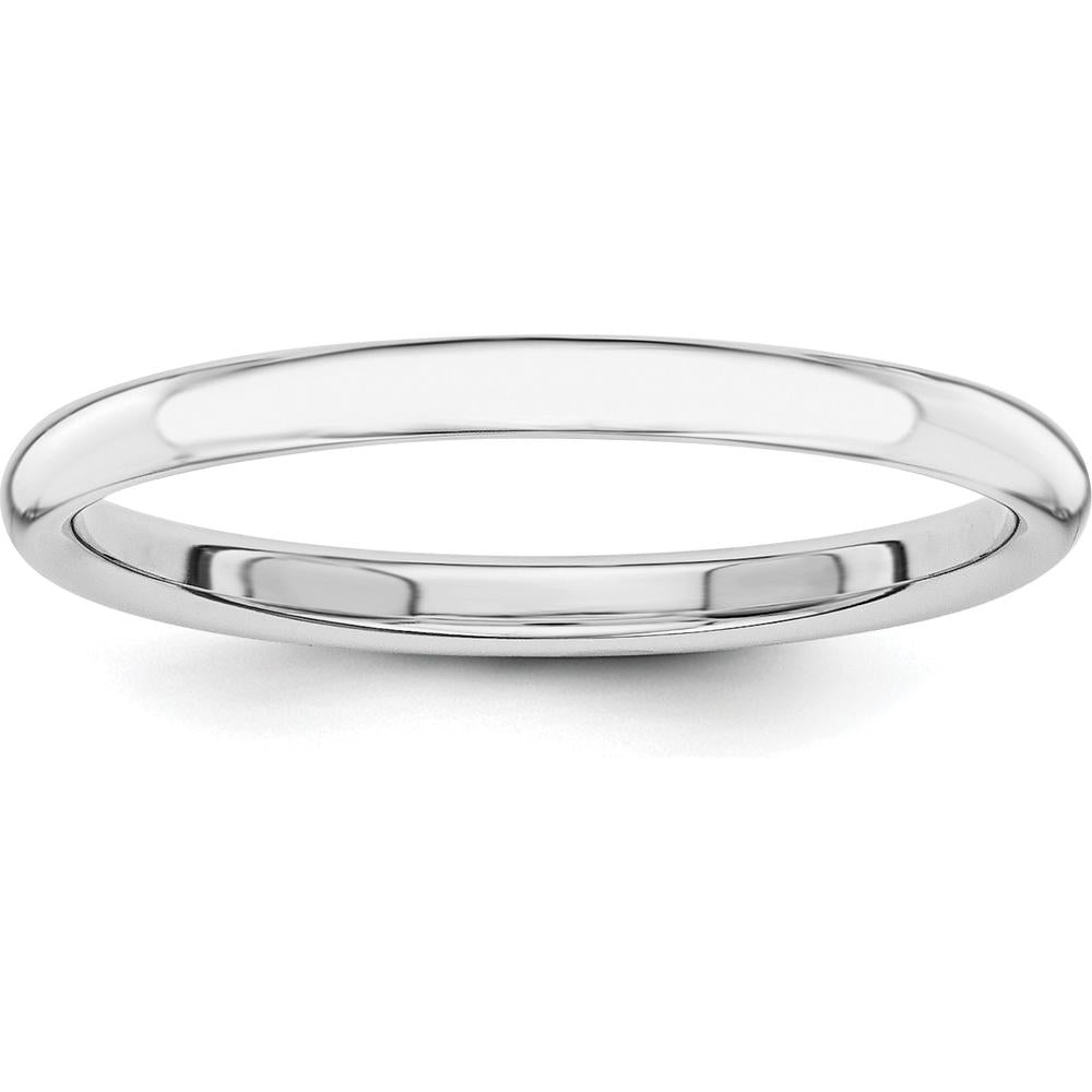 10K White Gold Polished 2mm Stackable Band Size 7.5 - Elegant White Gold Wedding Ring