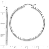 10K White Gold Polished 2mm Tube Hoop Earrings - Sleek and Timeless Design