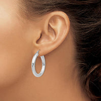 10K White Gold Polished 4mm Tube Hoop Earrings - Classic and Contemporary Design