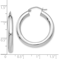 10K White Gold Polished 4mm Tube Hoop Earrings - Classic and Contemporary Design