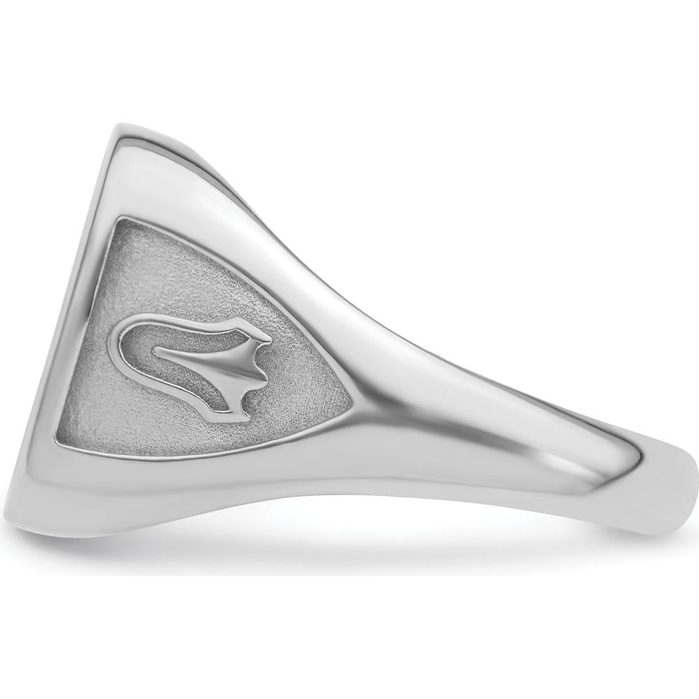 10K White Gold Polished and Textured Masonic Ring Mounting - Customizable 14x12mm Center Stone Size