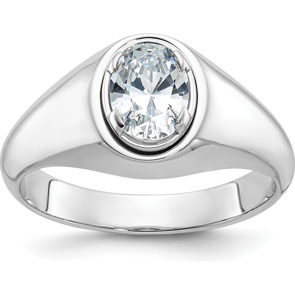 10K White Gold Polished Band Men's Ring with Rhodium Plating by IBGoodman