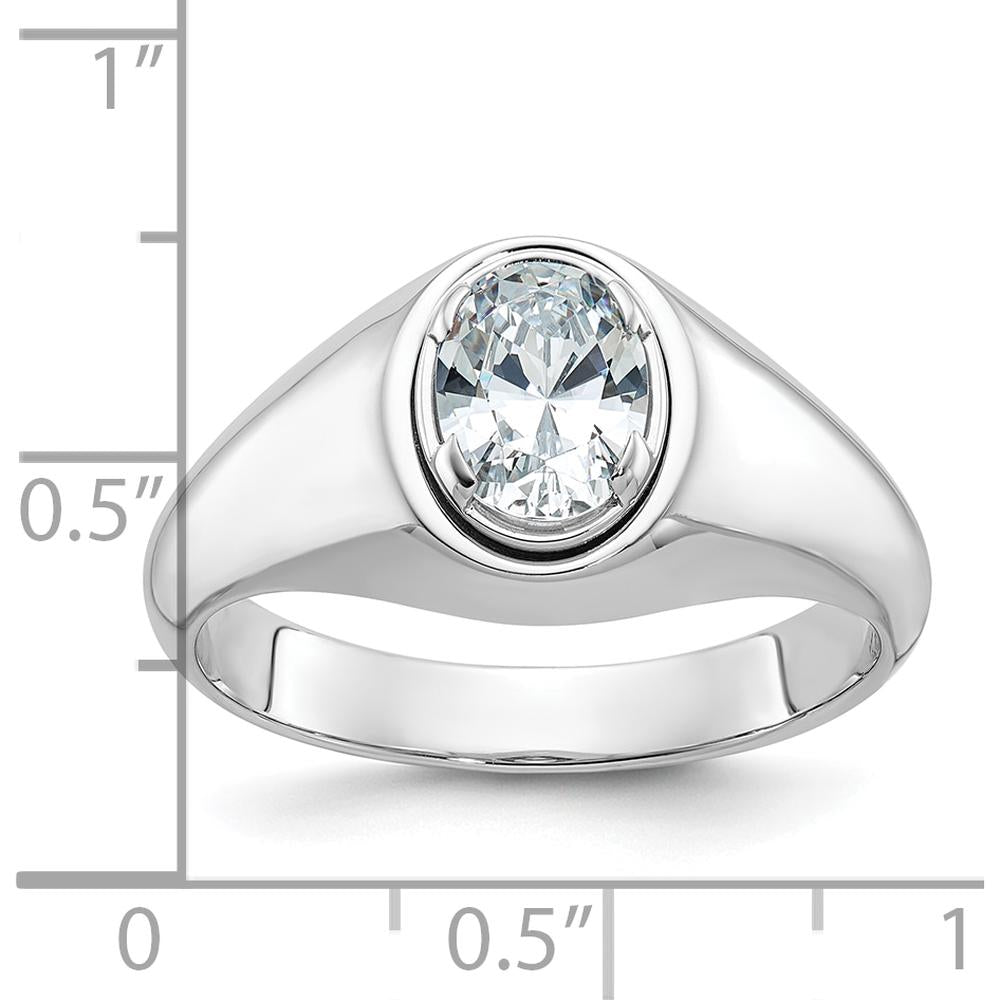 10K White Gold Polished Band Men's Ring with Rhodium Plating by IBGoodman