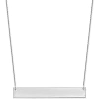 10K White Gold Polished Bar Pendant Necklace with Engravable Front and Satin Back - 18" Cable Chain