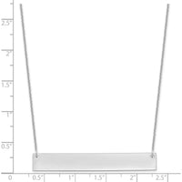 10K White Gold Polished Bar Pendant Necklace with Engravable Front and Satin Back - 18" Cable Chain