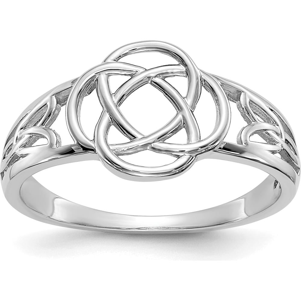 10K White Gold Polished Celtic Knot Ring - Meaningful Themed Design