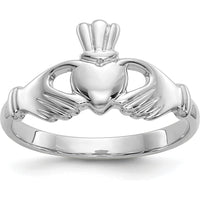 10K White Gold Polished Claddagh Ring - Meaningful Symbol of Love and Loyalty