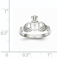10K White Gold Polished Claddagh Ring - Meaningful Symbol of Love and Loyalty