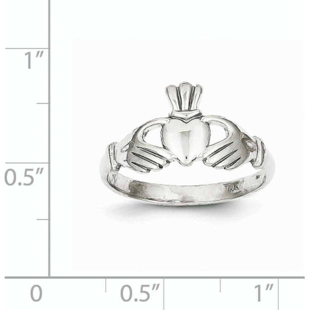 10K White Gold Polished Claddagh Ring - Meaningful Symbol of Love and Loyalty