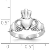 10K White Gold Polished Claddagh Ring - Symbol of Love, Loyalty, and Friendship