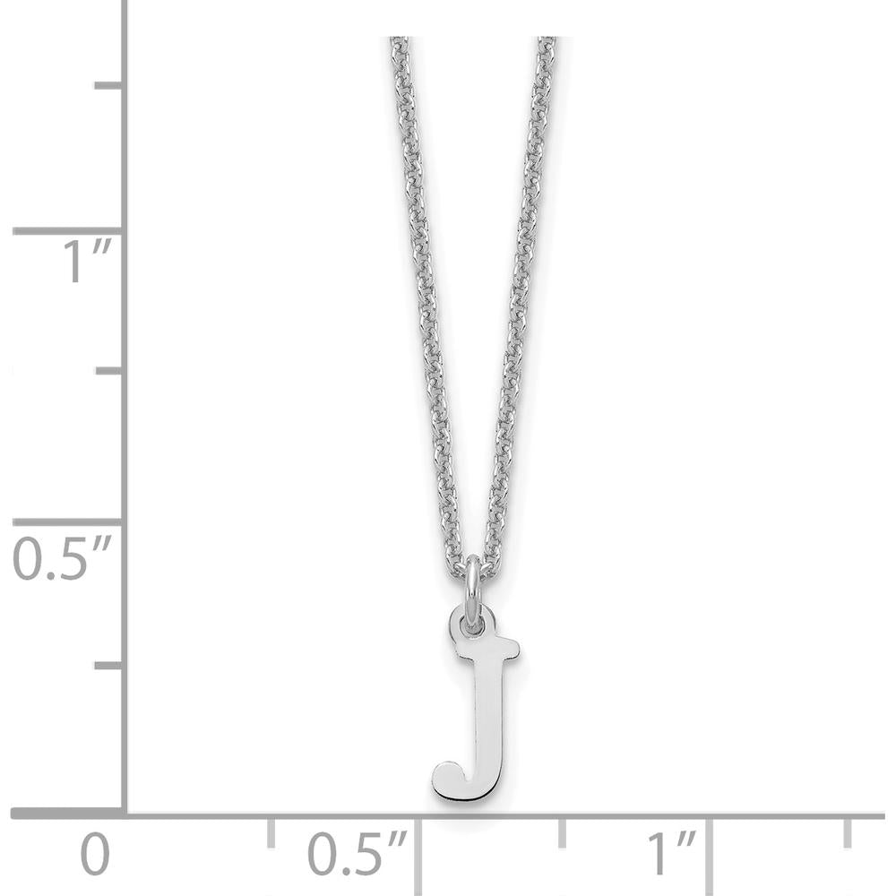 10K White Gold Polished Cutout Letter "J" Initial Necklace on 18" Cable Chain