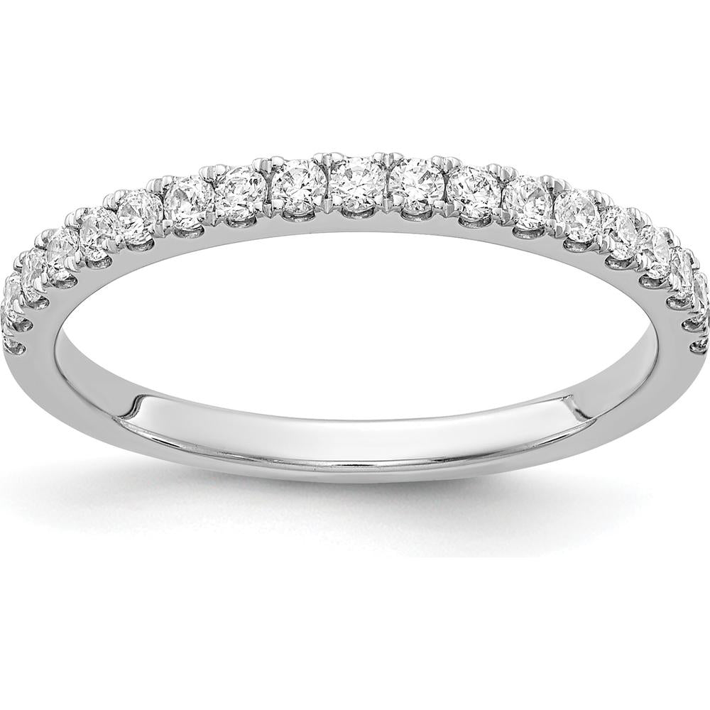 10K White Gold Polished Diamond Band with Round Diamonds - 3mm Width, Perfect for Engagement or Anniversary by 0