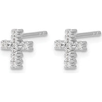 10K White Gold Polished Diamond Cross Post Earrings - 0.10 Carat Total Diamond Weight by Oro Pregiato