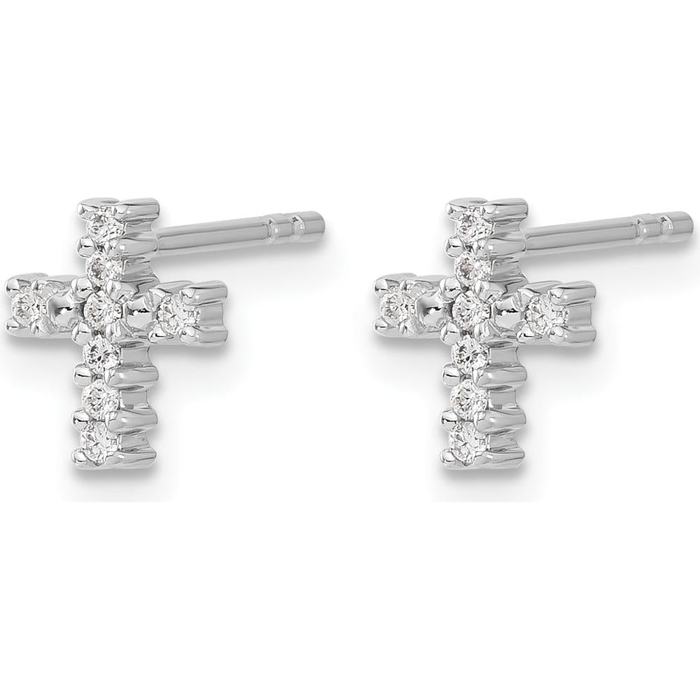 10K White Gold Polished Diamond Cross Post Earrings - 0.10 Carat Total Diamond Weight by Oro Pregiato