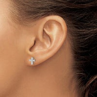 10K White Gold Polished Diamond Cross Post Earrings - 0.10 Carat Total Diamond Weight by Oro Pregiato