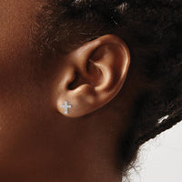 10K White Gold Polished Diamond Cross Post Earrings - 1/4 Carat Total Diamond Weight by Oro Pregiato