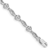 10K White Gold Polished Diamond Heart Bracelet - Sparkling Diamonds by Oro Pregiato