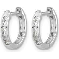 10K White Gold Polished Diamond Hinged Hoop Earrings - 0.10 Carat Total Diamond Weight by Oro Pregiato