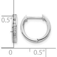 10K White Gold Polished Diamond Hinged Hoop Earrings - 0.10 Carat Total Diamond Weight by Oro Pregiato