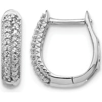 10K White Gold Polished Diamond Hinged Hoop Earrings - 0.25 Carat Total Diamond Weight by Oro Pregiato
