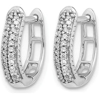 10K White Gold Polished Diamond Hinged Hoop Earrings - 0.25 Carat Total Diamond Weight by Oro Pregiato