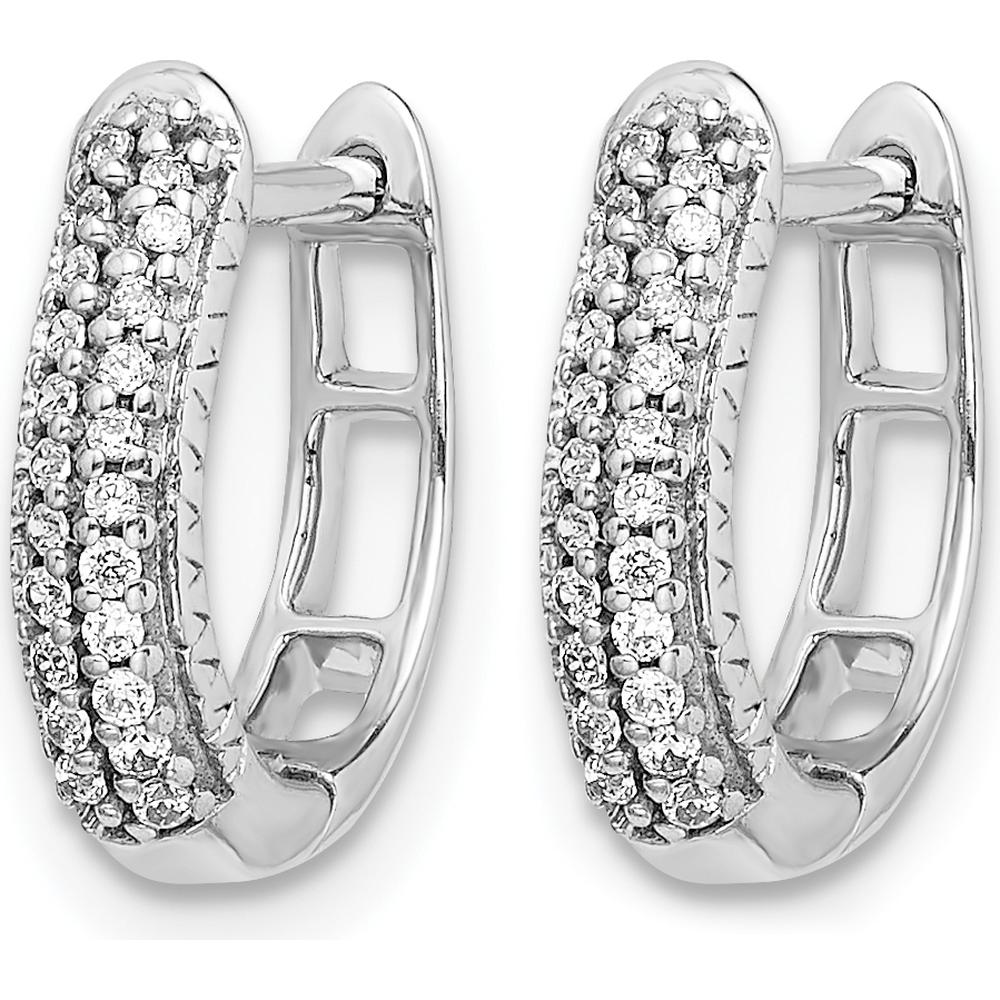 10K White Gold Polished Diamond Hinged Hoop Earrings - 0.25 Carat Total Diamond Weight by Oro Pregiato