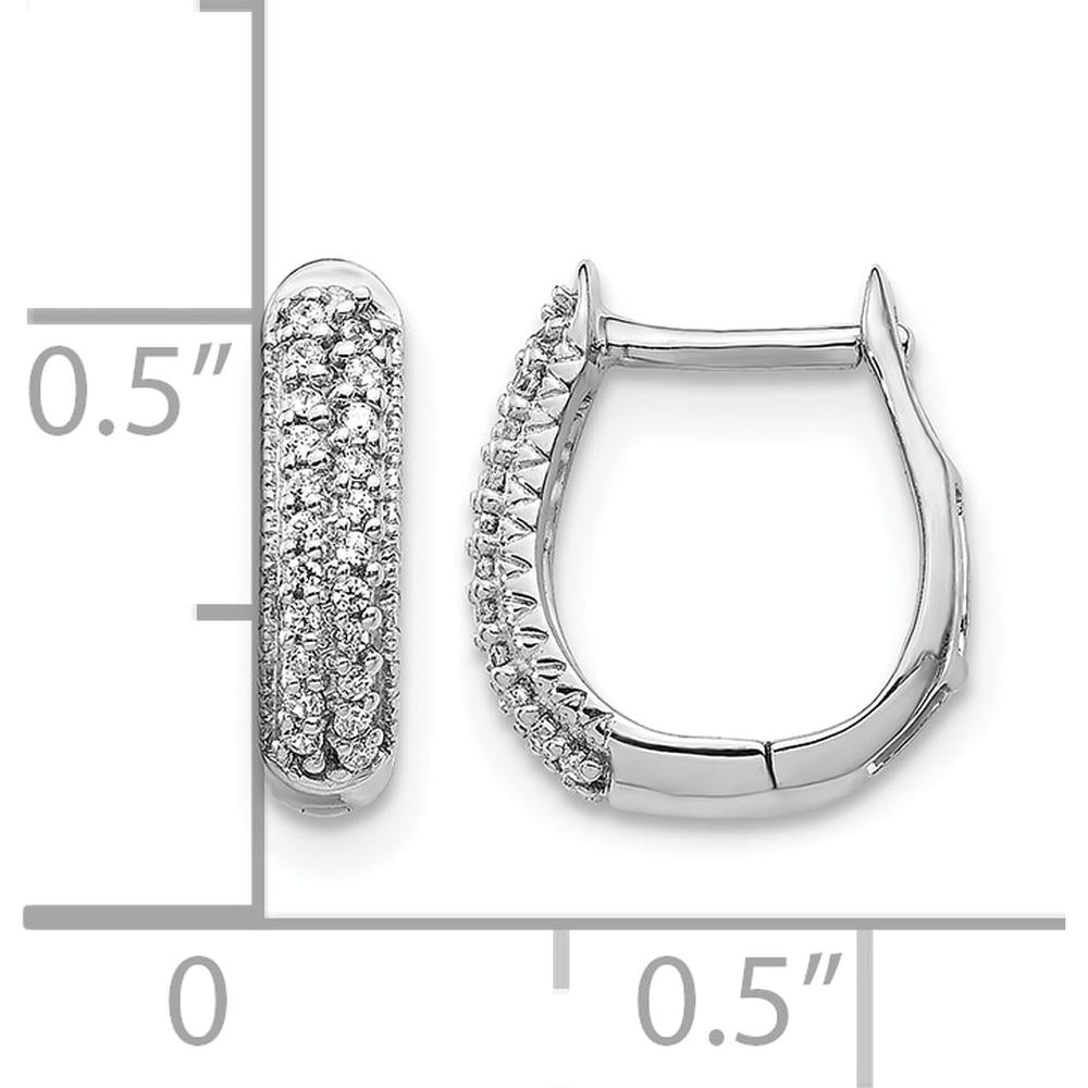 10K White Gold Polished Diamond Hinged Hoop Earrings - 0.25 Carat Total Diamond Weight by Oro Pregiato
