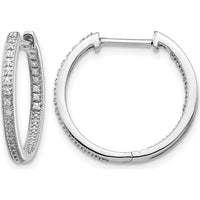 10K White Gold Polished Diamond In & Out Hoop Earrings - 1.00 Carat Total Diamond Weight by Oro Pregiato