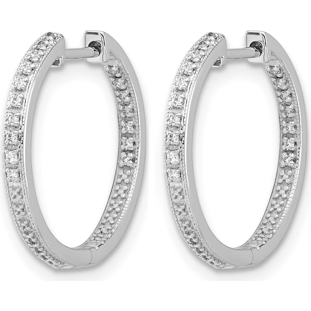 10K White Gold Polished Diamond In & Out Hoop Earrings - 1.00 Carat Total Diamond Weight by Oro Pregiato