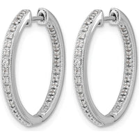 10K White Gold Polished Diamond In/Out Hinged Hoop Earrings - 1.0 Carat Total Diamond Weight by Oro Pregiato