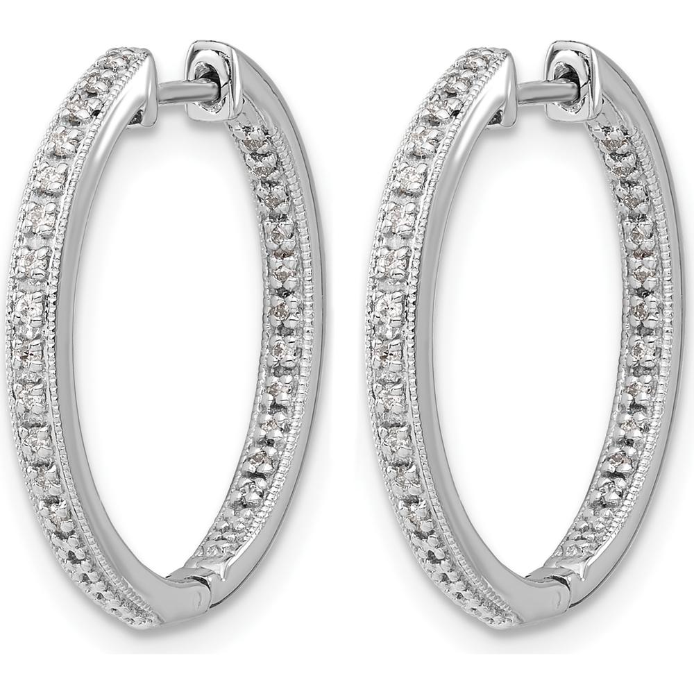 10K White Gold Polished Diamond In/Out Hinged Hoop Earrings - 1.0 Carat Total Diamond Weight by Oro Pregiato