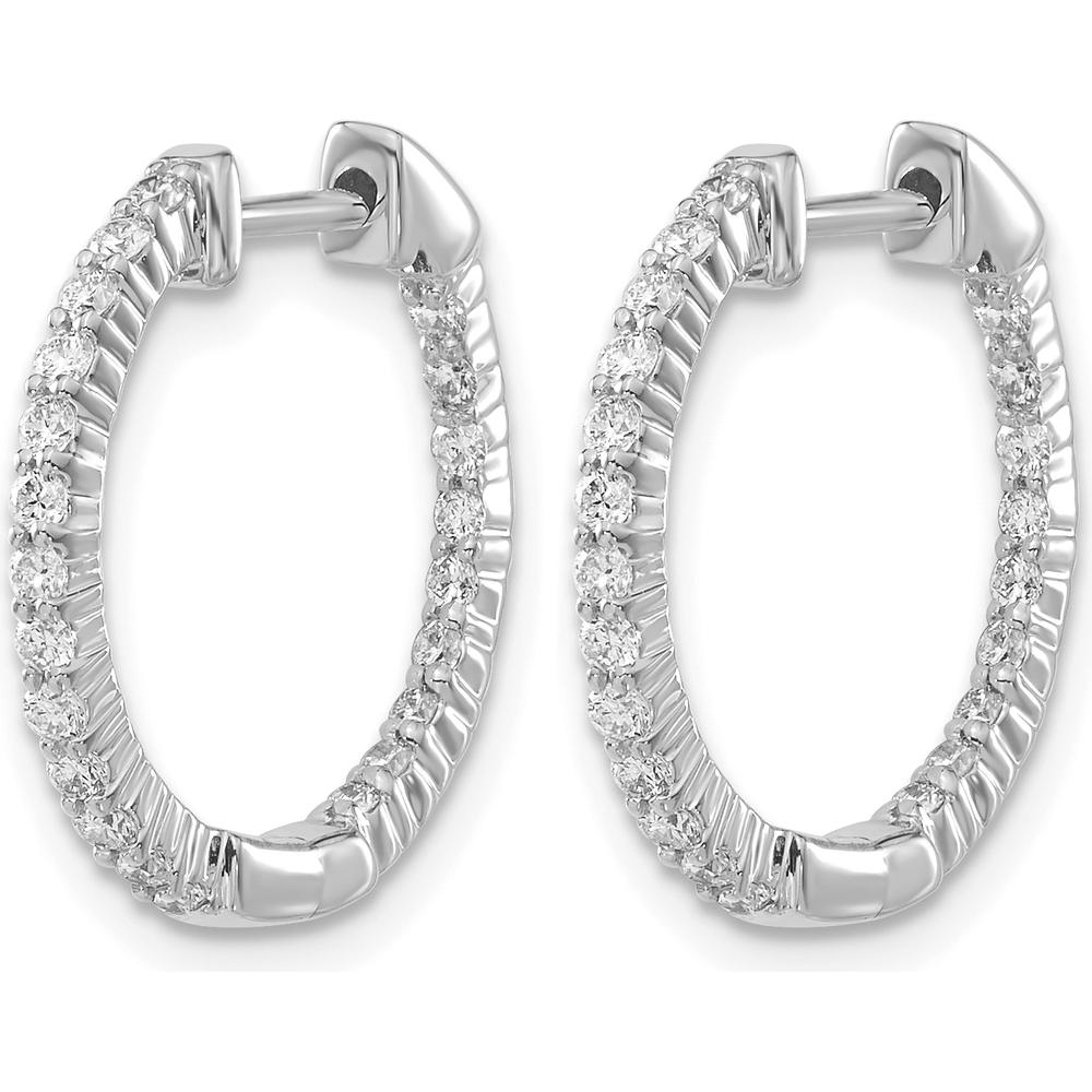 10K White Gold Polished Diamond In/Out Hinged Hoop Earrings - 1.0 Carat Total Diamond Weight by Oro Pregiato