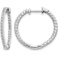 10K White Gold Polished Diamond In/Out Hinged Hoop Earrings - 1.00 Carat Total Diamond Weight by Oro Pregiato