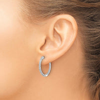 10K White Gold Polished Diamond In/Out Hinged Hoop Earrings - 1.00 Carat Total Diamond Weight by Oro Pregiato
