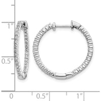 10K White Gold Polished Diamond In/Out Hinged Hoop Earrings - 1.00 Carat Total Diamond Weight by Oro Pregiato