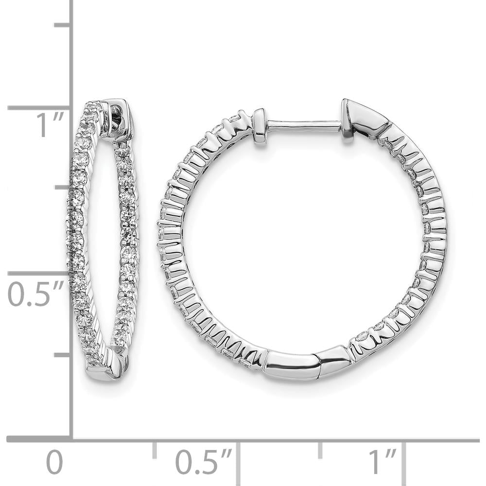 10K White Gold Polished Diamond In/Out Hinged Hoop Earrings - 1.00 Carat Total Diamond Weight by Oro Pregiato
