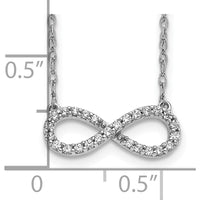 10K White Gold Polished Diamond Infinity Symbol Necklace with Rhodium Plating - 0.30 Carat Total Diamond Weight by Oro Pregiato