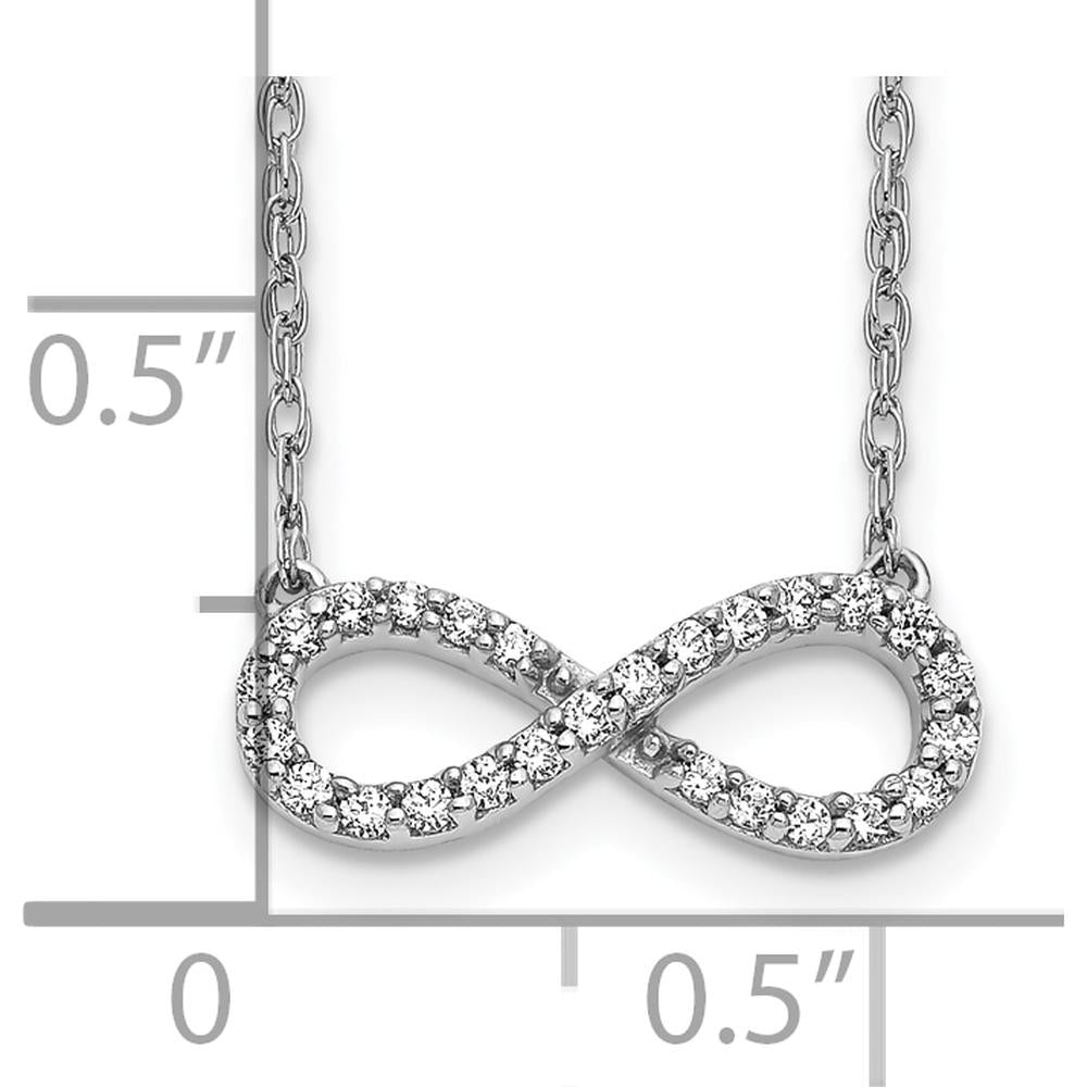 10K White Gold Polished Diamond Infinity Symbol Necklace with Rhodium Plating - 0.30 Carat Total Diamond Weight by Oro Pregiato