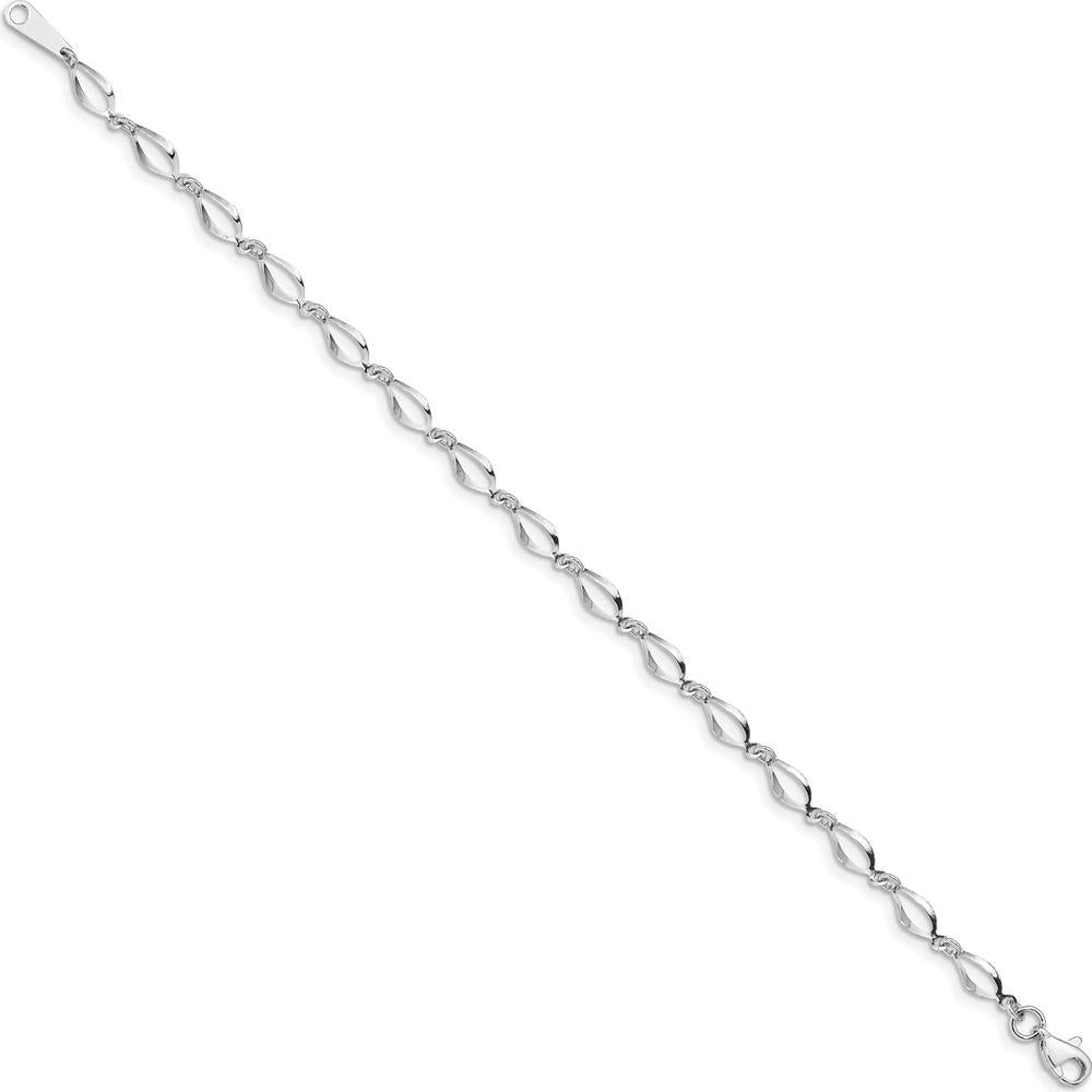 10K White Gold Polished Fancy Link Bracelet - 7.25"" Length