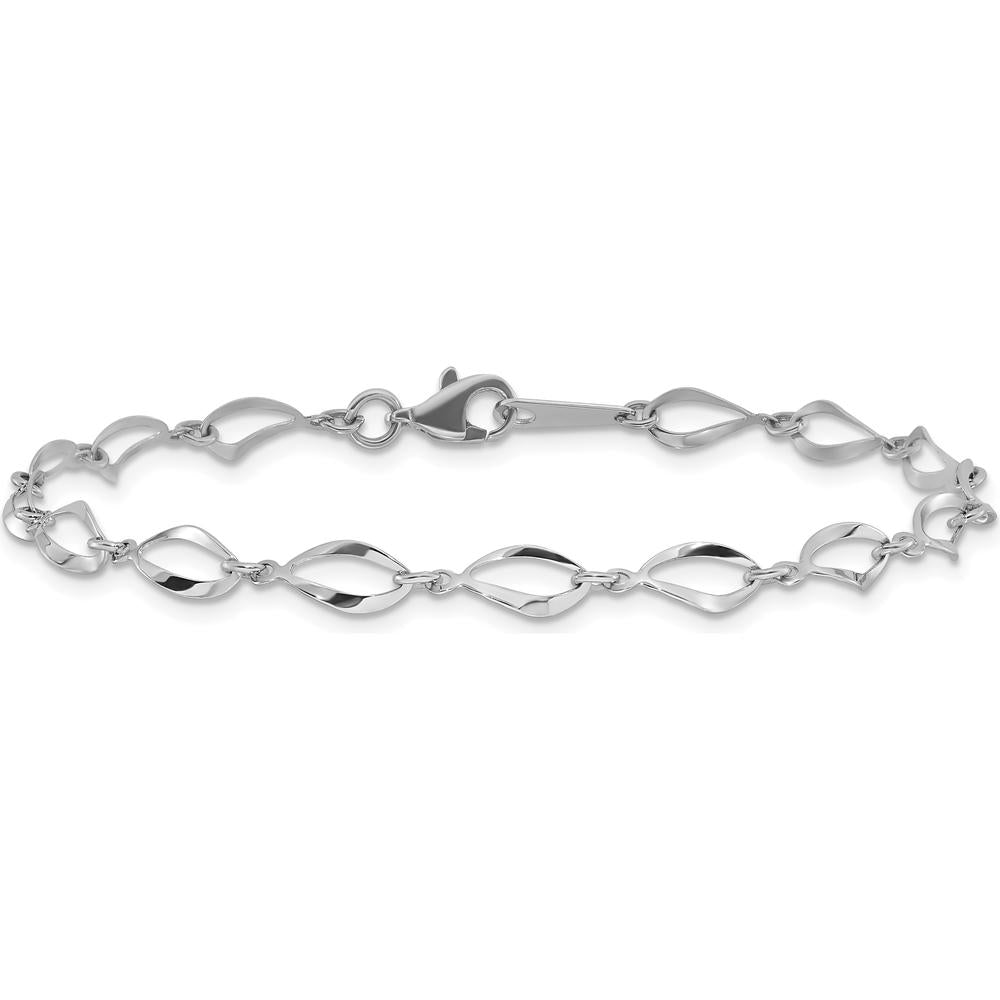 10K White Gold Polished Fancy Link Bracelet - 7.25"" Length