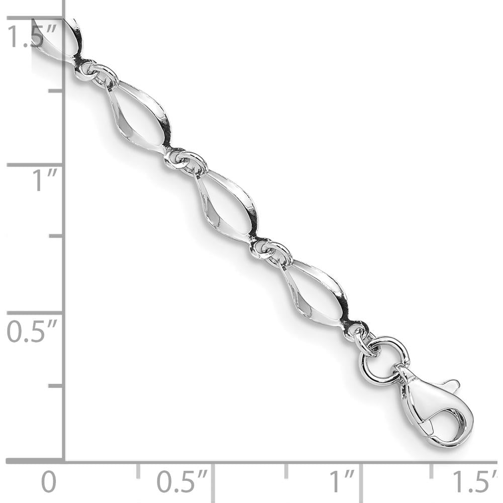 10K White Gold Polished Fancy Link Bracelet - 7.25"" Length