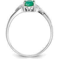 10K White Gold Polished Genuine Emerald Birthstone Ring - 0.5 Carat Oval Faceted Emerald