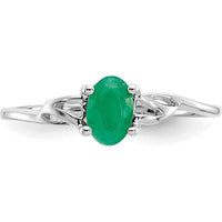 10K White Gold Polished Genuine Emerald Birthstone Ring - 0.5 Carat Oval Faceted Emerald