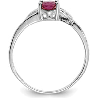 10K White Gold Polished Genuine Ruby Birthstone Ring - 0.63 Carat Oval Faceted Ruby