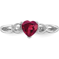 10K White Gold Polished Genuine Ruby Heart Birthstone Ring - 0.55 Carat Ruby