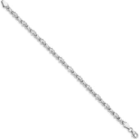 10K White Gold Polished Heart & X Bracelet with Rhodium Plating - 7" Length